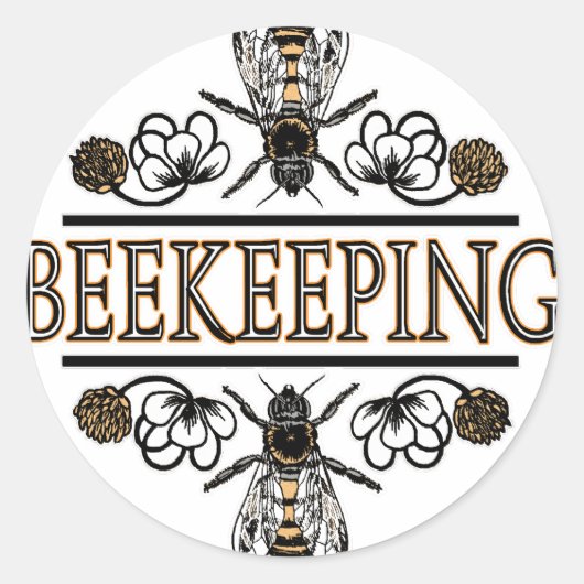 bijenteelt met bijen ronde sticker (Voorkant)