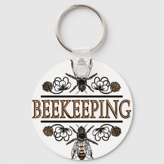 bijenteelt met bijen sleutelhanger (Voorkant)