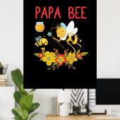 Bijenteelt | Papa Bee Flowers Poster (Thuiskantoor)