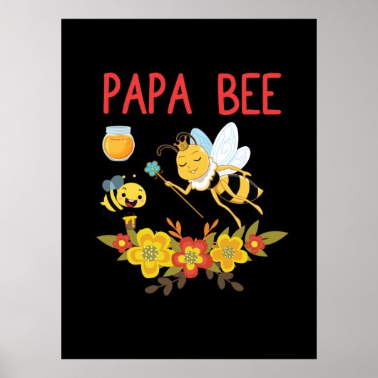 Bijenteelt | Papa Bee Flowers Poster (Voorkant)