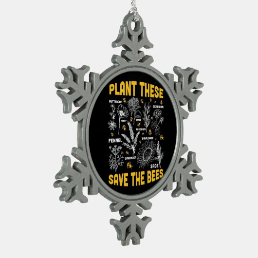 Bijenteelt | Plant met uitzondering van bijen Tin Sneeuwvlok Ornament (Links)