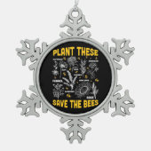 Bijenteelt | Plant met uitzondering van bijen Tin Sneeuwvlok Ornament (Voorkant)