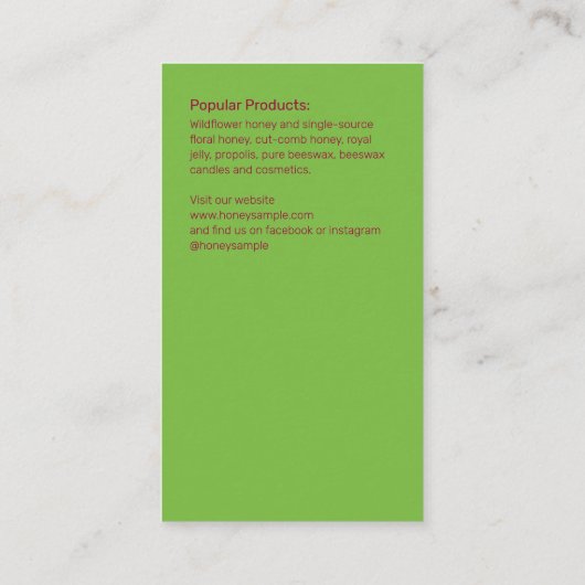 Bijenteelt Silhouette Grass Green Visitekaartje (Achterkant)