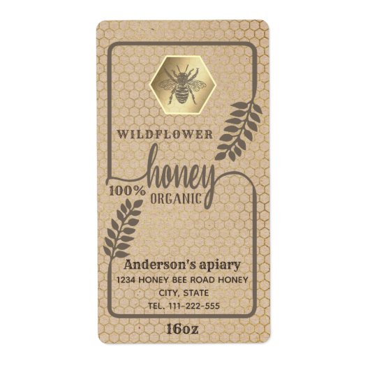  bijenteelt van de bijenkast Kraft Etiket (Voorkant)