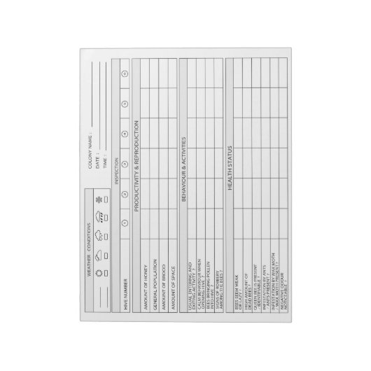 Bijenteeltlogboek - Honey Bee Farming Tracker Notitieblok (Linkerzijde)