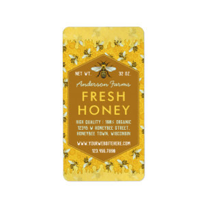 Bijenteler Apiary Honey Jar Labels Honeycomb bijen