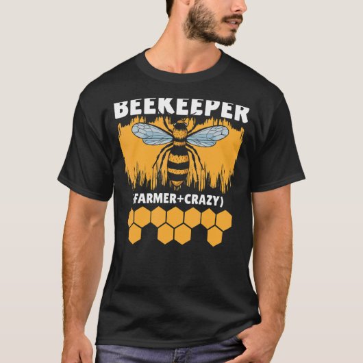 Bijenteler Crazy Farmer Bijenteelt Honingbijen T-shirt (Voorkant)