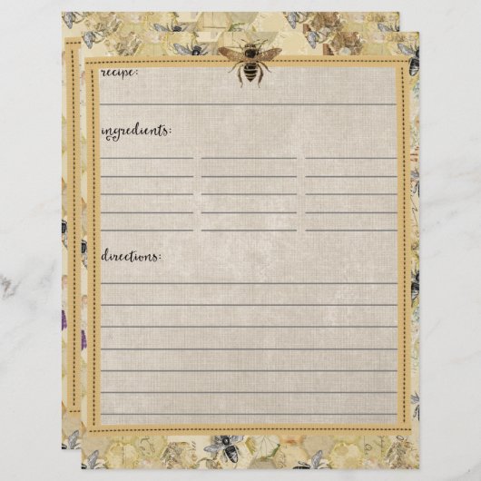  bijenteler — Recipe inserts (Voorkant / Achterkant)