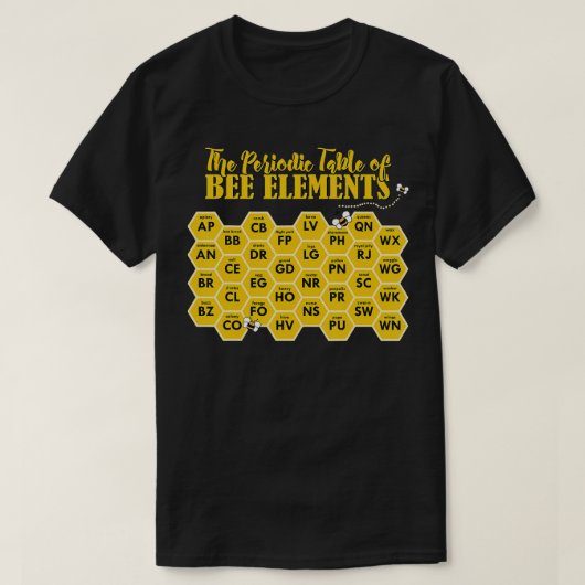 Bijentelers Funny Periodic Table of Bee Elements A T-shirt (Design voorkant)