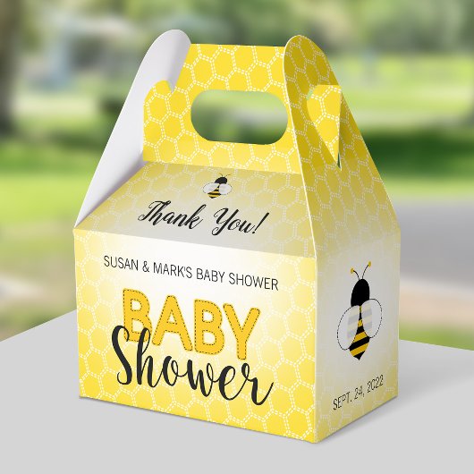 Bijenthema Baby shower Gable Box Bedankdoosjes