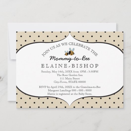 Bijenthema - Baby shower Invitation - Mama to Bee Kaart (Voorkant)