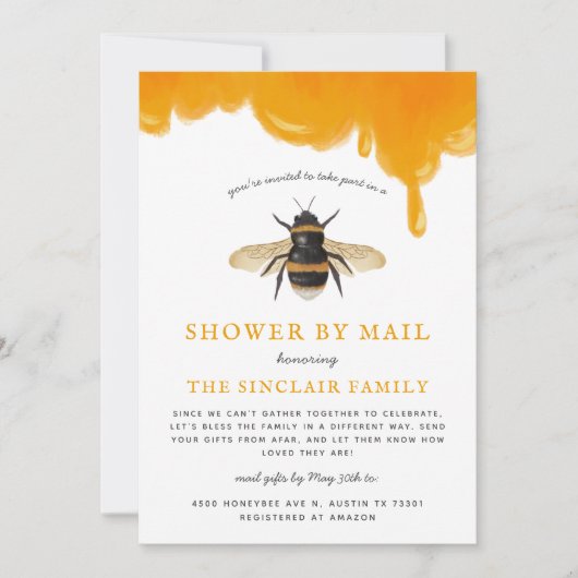 Bijenthema Baby shower per post Kaart (Voorkant)