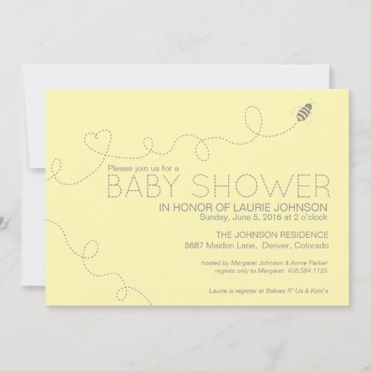 Bijenthema Baby shower Uitnodiging (Voorkant)