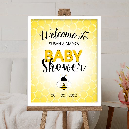 Bijenthema Baby shower Welkomstbord Schuimbord. Poster