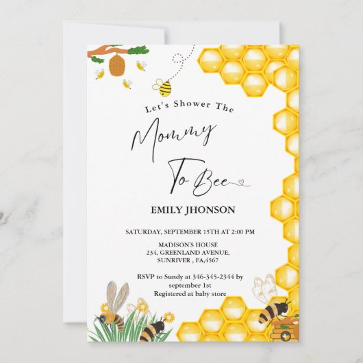 Bijenthema Douche de mama naar bijen baby shower Kaart (Voorkant)