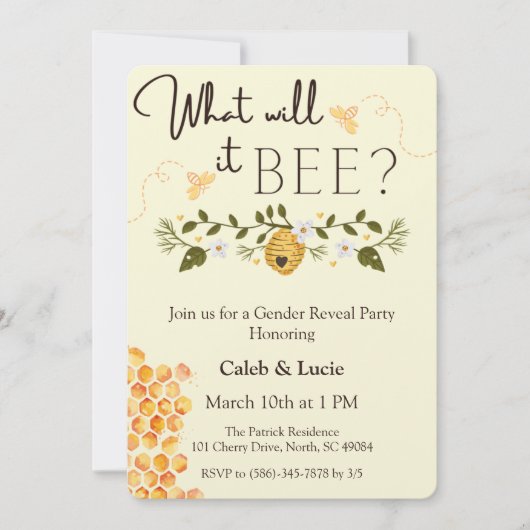 Bijenthema Gendergelijkheid Uitnodiging van de par (Voorkant)