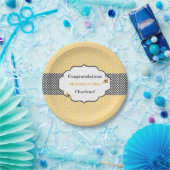 Bijenthema Honingraat Goud & Grijs Polka Dot Papieren Bordje (Feest)