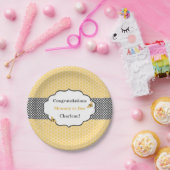 Bijenthema Honingraat Goud & Grijs Polka Dot Papieren Bordje (Feest)