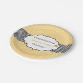 Bijenthema Honingraat Goud & Grijs Polka Dot Papieren Bordje (Gekanteld)