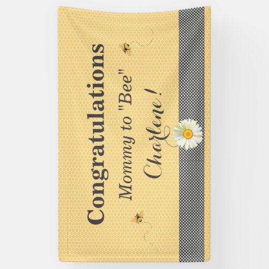 Bijenthema Honingraat Goud & Grijs Polka Dot Spandoek (Verticaal)