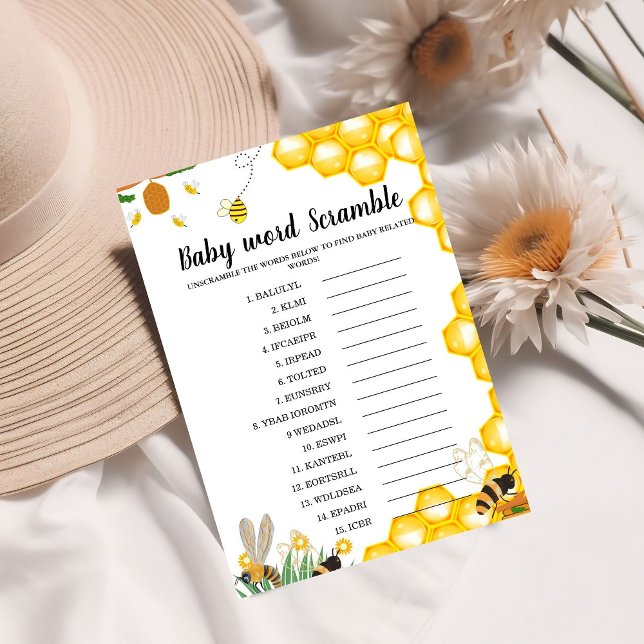 Bijenthema's woord scramble baby shower spel (Creator heeft geüpload)
