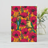 Bijentjes en papaver op sinaasappel (Staand voorkant)