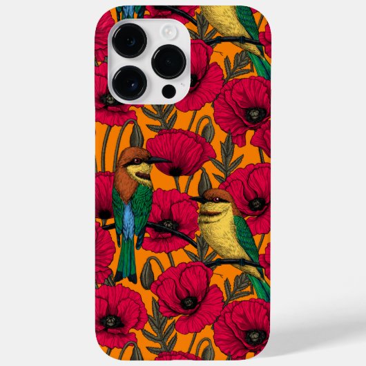 Bijentjes en papaver op sinaasappel Case-Mate iPhone case (Achterkant)