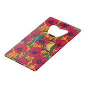 Bijentjes en papaver op sinaasappel creditkaart flessenopener (Voorkant Gekanteld)