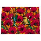 Bijentjes en papaver op sinaasappel groot cadeauzakje (Voorkant)