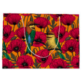 Bijentjes en papaver op sinaasappel groot cadeauzakje (Achterkant)