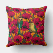 Bijentjes en papaver op sinaasappel kussen (Achterkant)