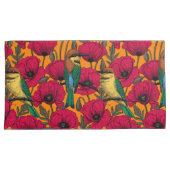 Bijentjes en papaver op sinaasappel kussensloop (Voorkant-Rechts)