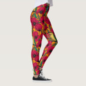 Bijentjes en papaver op sinaasappel leggings (Rechts)