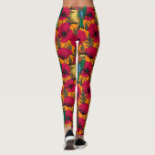 Bijentjes en papaver op sinaasappel leggings (Achterkant)