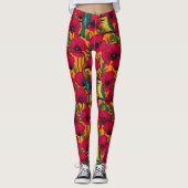Bijentjes en papaver op sinaasappel leggings (Voorkant)