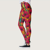 Bijentjes en papaver op sinaasappel leggings (Links)