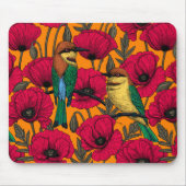 Bijentjes en papaver op sinaasappel muismat (Voorkant)