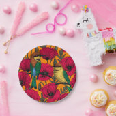 Bijentjes en papaver op sinaasappel papieren bordje (Feest)