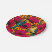 Bijentjes en papaver op sinaasappel papieren bordje (Gekanteld)