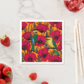 Bijentjes en papaver op sinaasappel servet (Insitu)