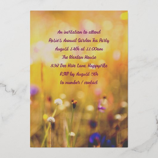 Bijentuin Buiten Evenement Folie Uitnodiging (Achterkant)