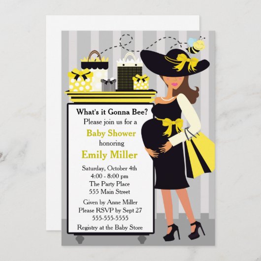 Bijenuitnodiging Baby shower Geslacht Zwangerschap Kaart (Voorkant / Achterkant)