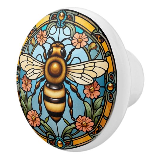 Bijenutiful Glas in lood Honingbij Keramische Knop (Rechts)