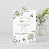 Bijenverjaardag Uitnodigingen voor Bezige bijenver (Staand voorkant)