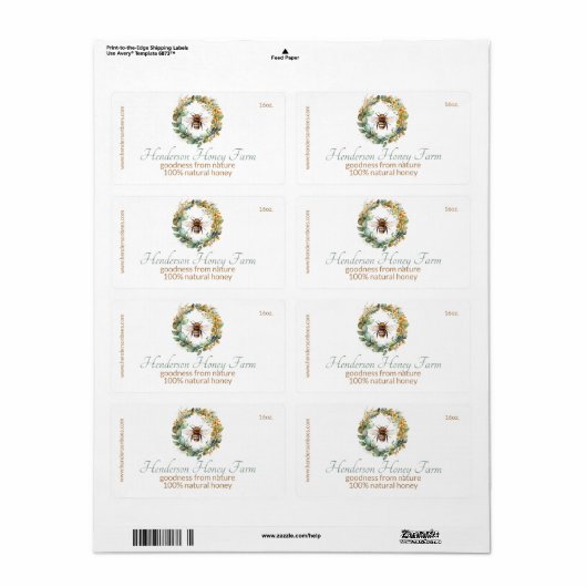 Bijenvolière Zakelijk Etiket (Full Sheet)