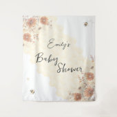 Bijenvolle Boho Wilde Bloem Baby Shower Wandkleed (Voorkant)