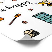 Bijenvriendelijk en gelukkige bijen woord kunst poster (Hoek)