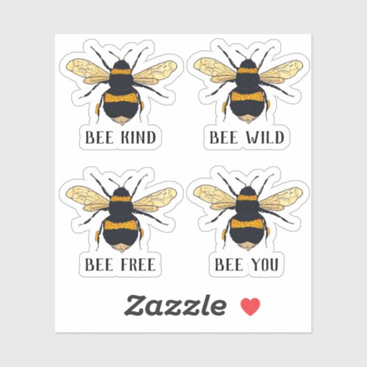 Bijenvrij wild voor je bleke bijen geïllustreerd sticker (Vel)