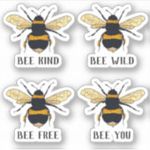 Bijenvrij wild voor je bleke bijen geïllustreerd sticker (Voorkant)