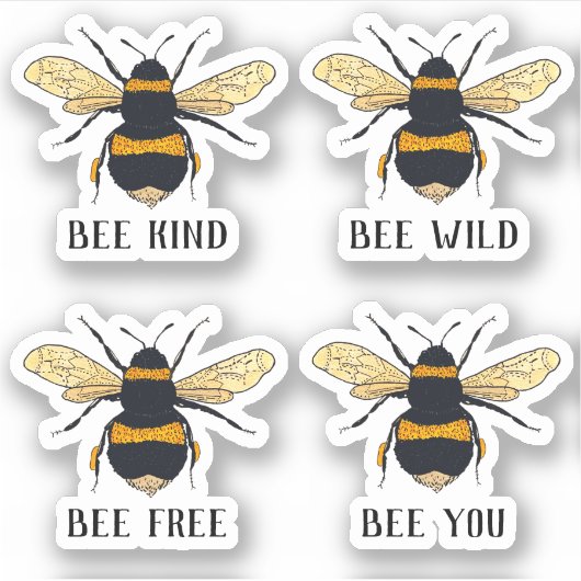 Bijenvrij wild voor je bleke bijen geïllustreerd sticker (Voorkant)